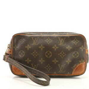 Louis Vuitton Monogram Marly Dragonne Leather Shoulder Bag Clutch Document EHM
